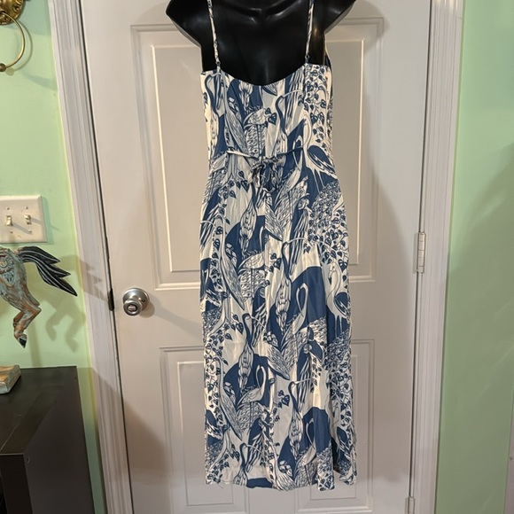 Reformation Gemstone Dress Blue and Wht in Avian Button Front Midi Dress Size 8 - Picture 6 of 13